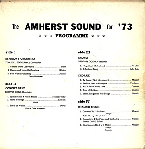 The Amherst Sound for '73 - Rear Cover